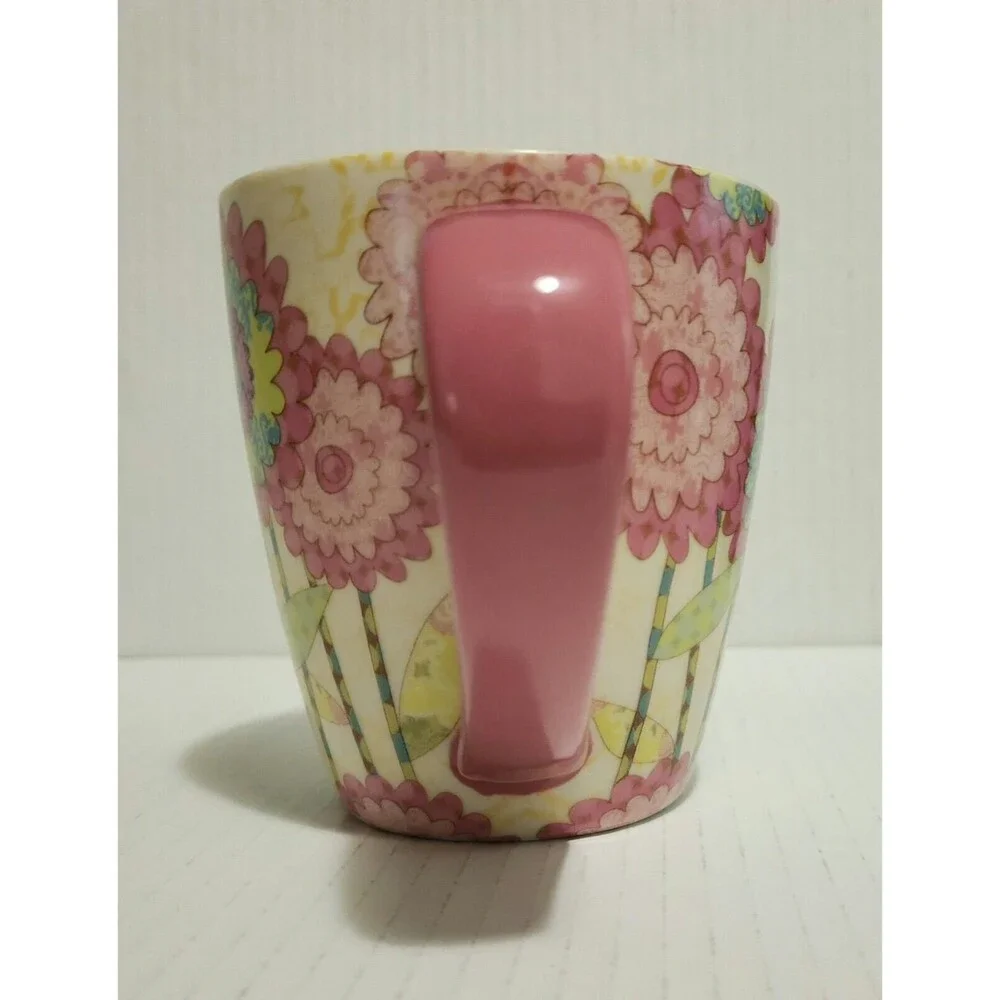 2013 Lang Ceramic Mug with Handle Ladybird by Tim Coffey Cream Pink Floral